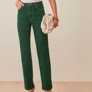 Reformation High Rise Straight Cowboy Jeans in Emerald Size 29